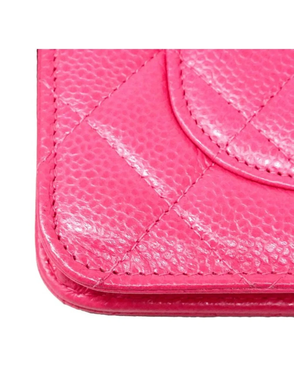 Chanel Wallet on Chain Quilted Caviar Leather Pink Silver Shoulder Bag